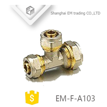 EM-F-A103 Messing Gleich T-Stück Druckrohrverschraubung